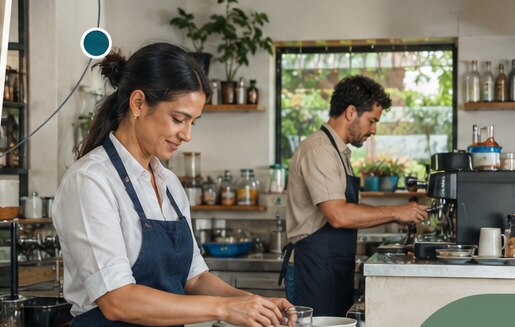 Equipo de una pequeña empresa trabajando en su operación cotidiana